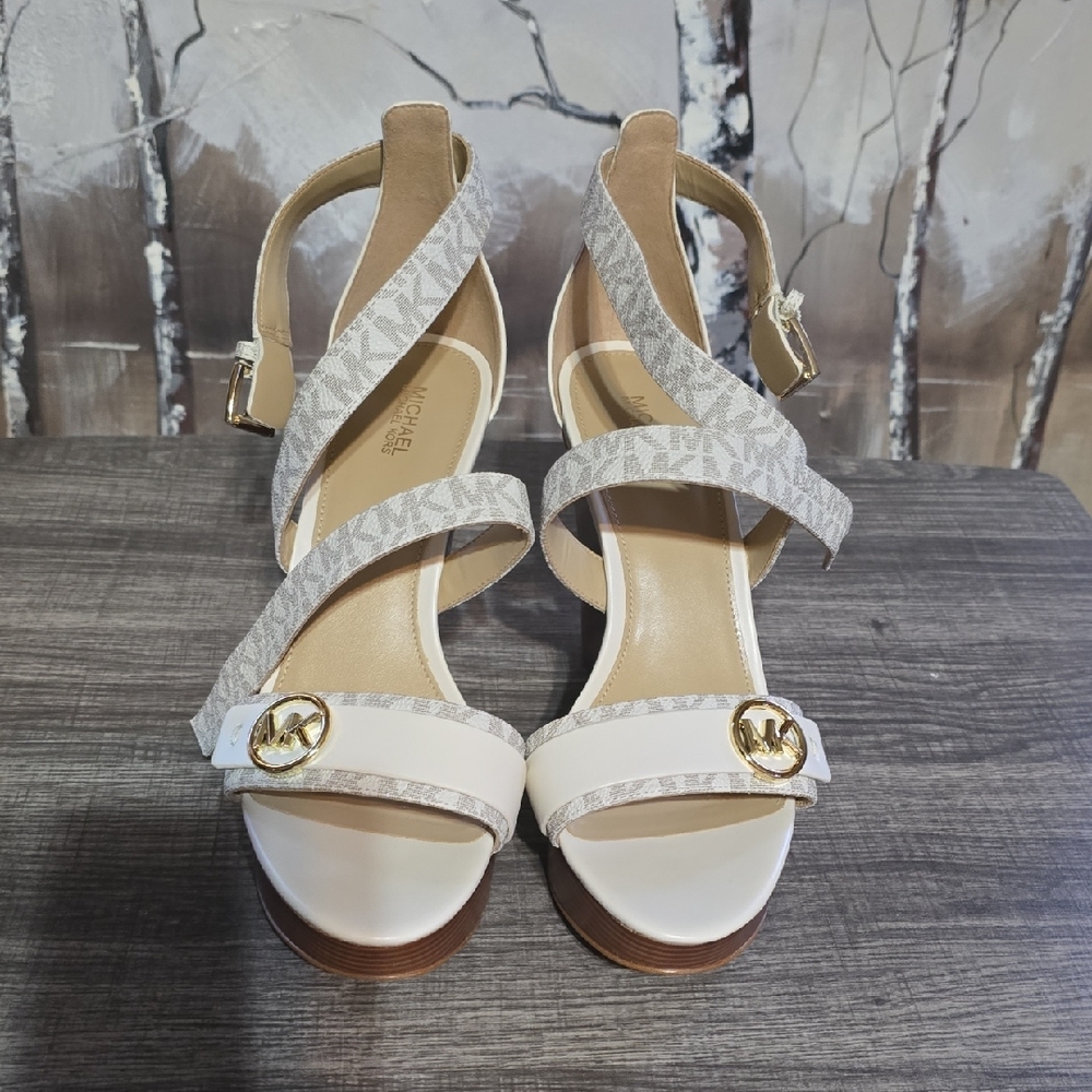 Michael Kors Cream and Tan Strappy Heels